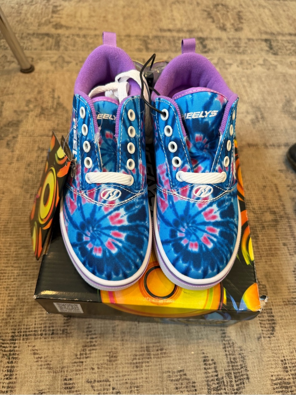 NEW Heelys Pro 20 Blue & Purple Tie Dye Shoes size 1 girls - Picture 6 of 6